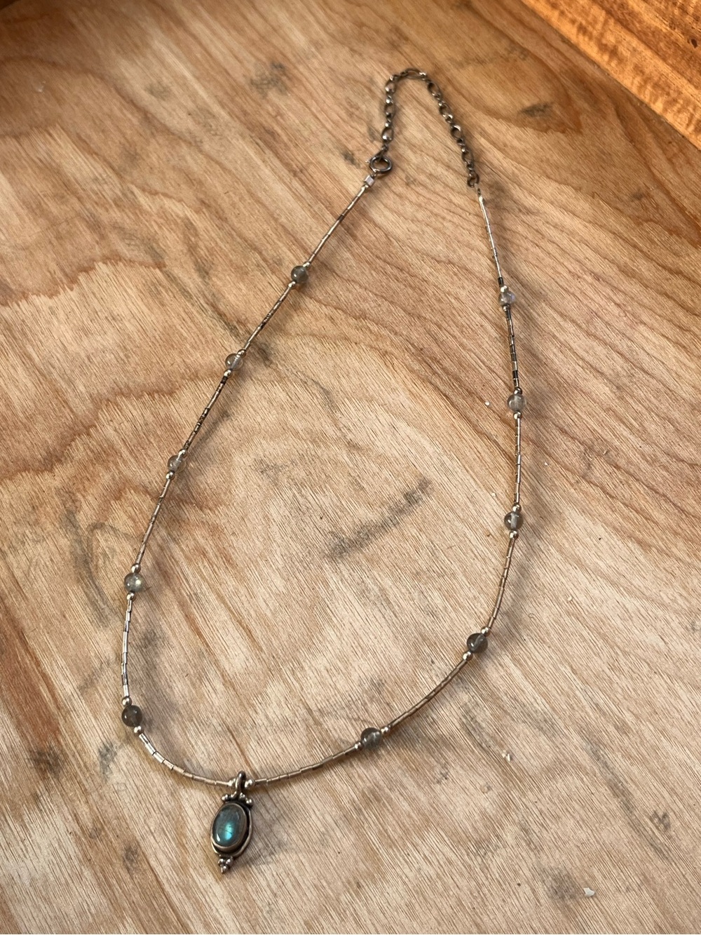 Sterling Silver Labradorite Pendant Necklace - Silver stamp 925